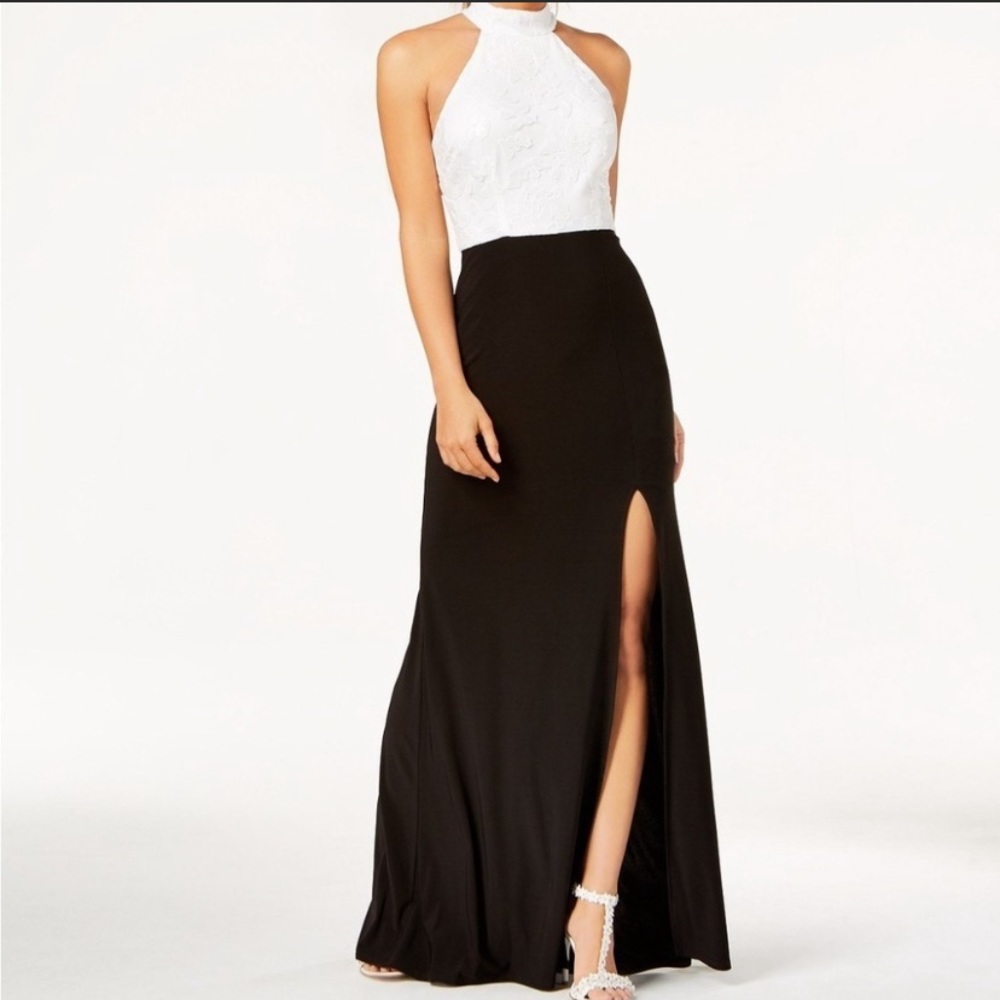 Sequined Halter Prom Dress
